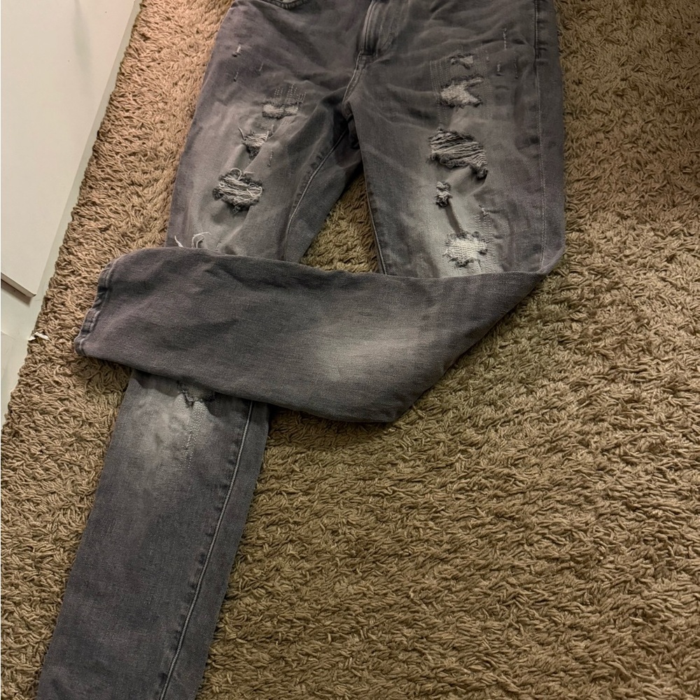 Mens H&M Gray Skinny Jeans with Distressed Details